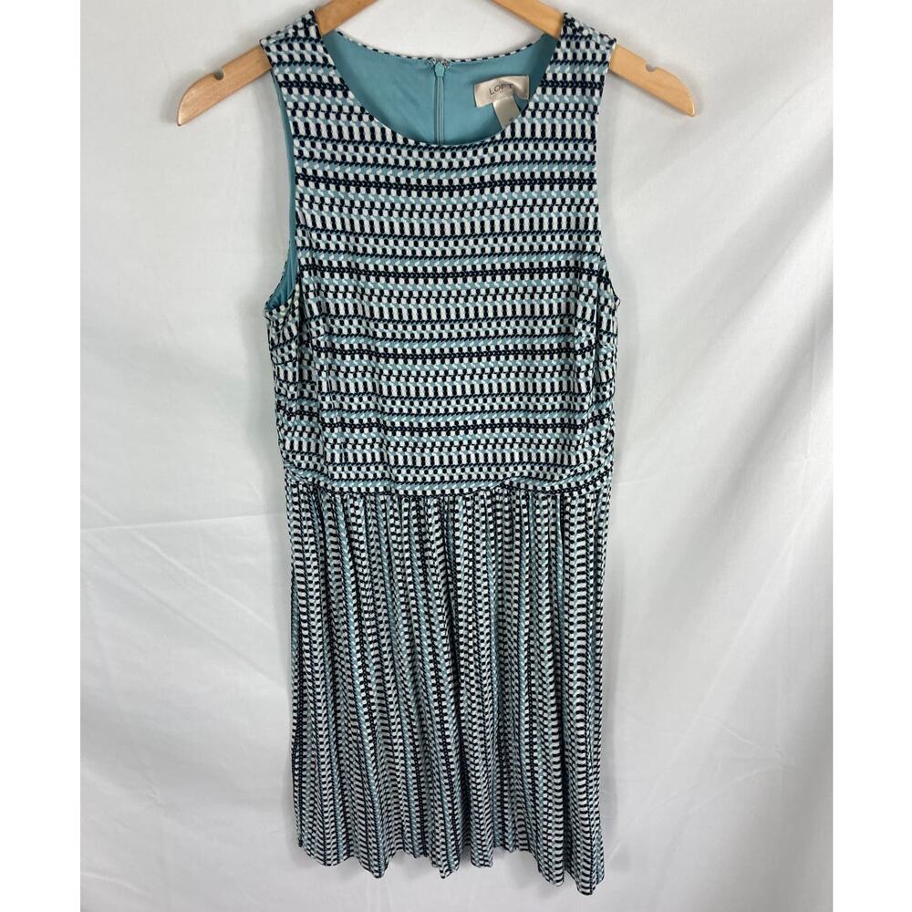 Ann Taylor LOFT Pleated Patterned Sleeveless Dress Size Medium